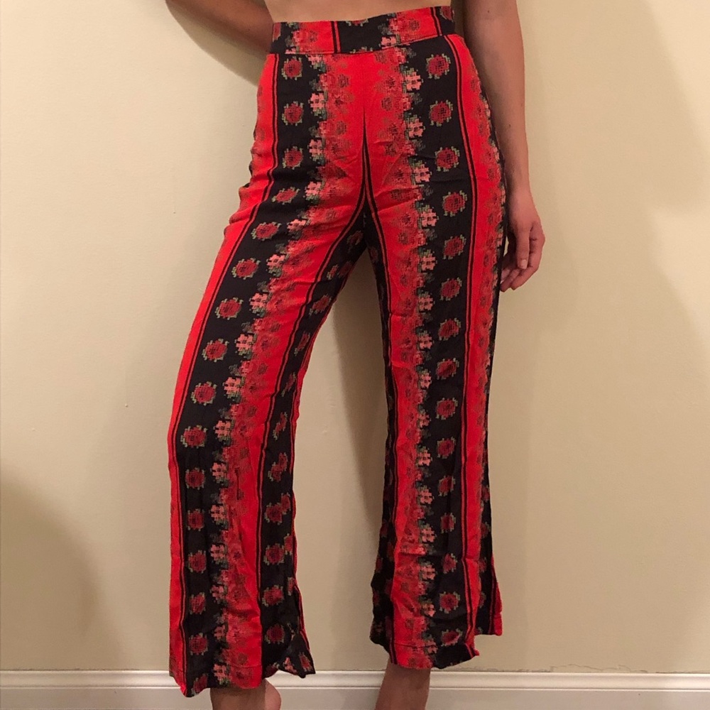 Urban Outfitters Red High Waisted Flare Pants